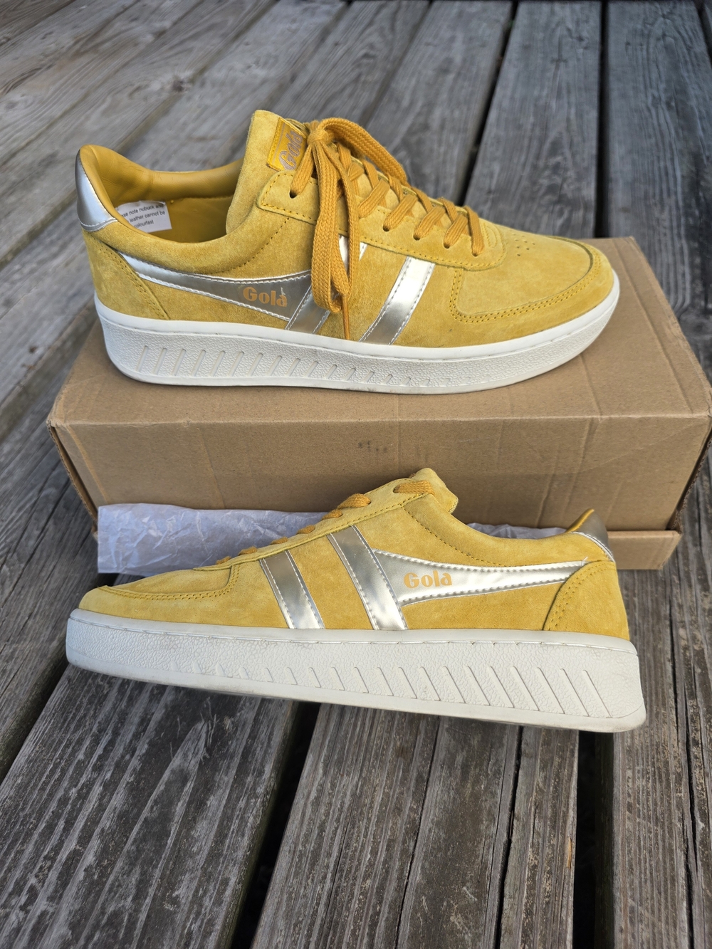 Gola Men's Yellow Suede Sneakers with Metallic Accent